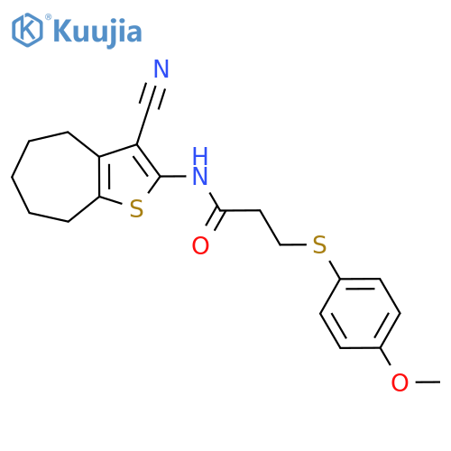 N-{3-cyano-4H,5H,6H,7H,8H-cycloheptabthiophen-2-yl}-3-(4-methoxyphenyl)sulfanylpropanamide structure
