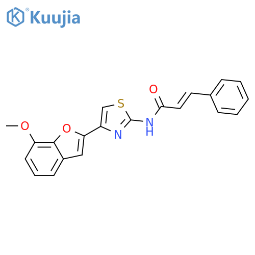 (2E)-N-4-(7-methoxy-1-benzofuran-2-yl)-1,3-thiazol-2-yl-3-phenylprop-2-enamide structure