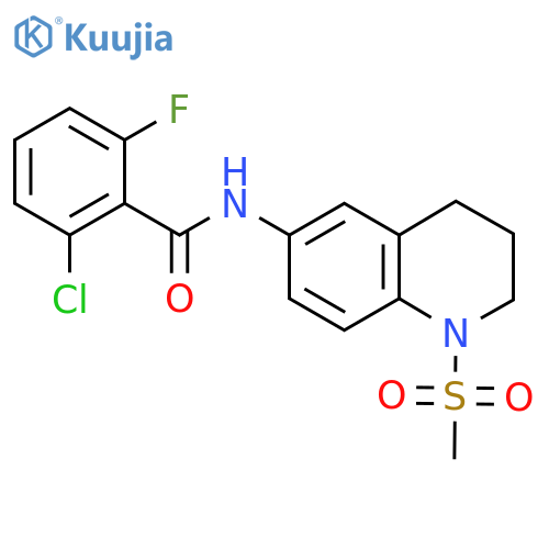 2-chloro-6-fluoro-N-(1-methanesulfonyl-1,2,3,4-tetrahydroquinolin-6-yl)benzamide structure
