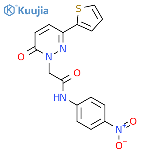 N-(4-nitrophenyl)-2-6-oxo-3-(thiophen-2-yl)-1,6-dihydropyridazin-1-ylacetamide structure