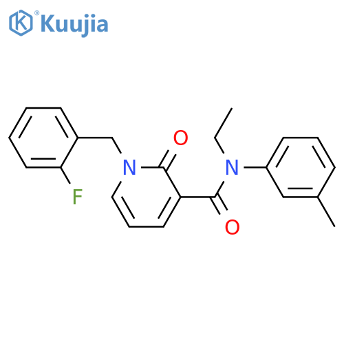 N-ethyl-1-(2-fluorophenyl)methyl-N-(3-methylphenyl)-2-oxo-1,2-dihydropyridine-3-carboxamide structure