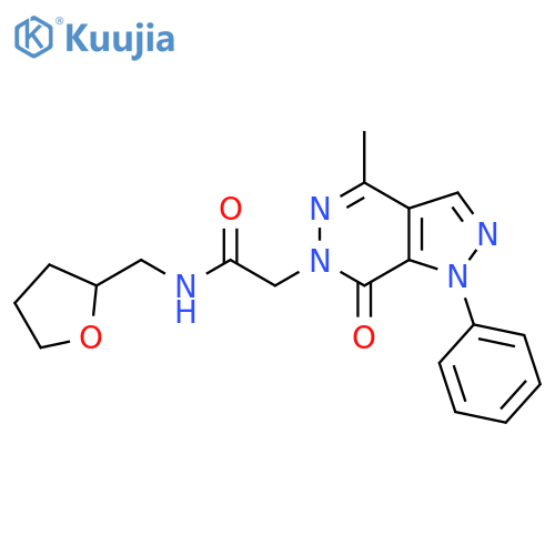 2-{4-methyl-7-oxo-1-phenyl-1H,6H,7H-pyrazolo3,4-dpyridazin-6-yl}-N-(oxolan-2-yl)methylacetamide structure