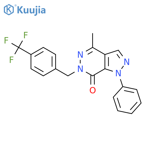 4-methyl-1-phenyl-6-{4-(trifluoromethyl)phenylmethyl}-1H,6H,7H-pyrazolo3,4-dpyridazin-7-one structure