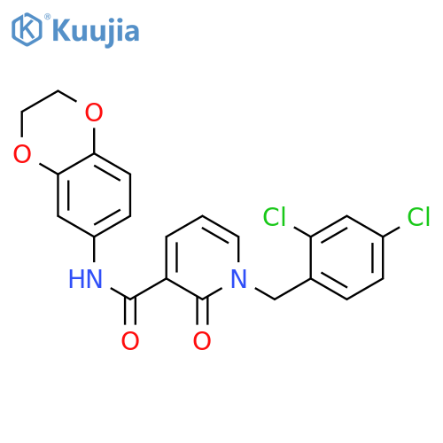 1-[(2,4-dichlorophenyl)methyl]-N-(2,3-dihydro-1,4-benzodioxin-6-yl)-2-oxopyridine-3-carboxamide structure
