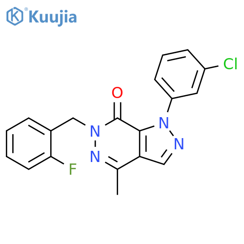 1-(3-chlorophenyl)-6-(2-fluorophenyl)methyl-4-methyl-1H,6H,7H-pyrazolo3,4-dpyridazin-7-one structure