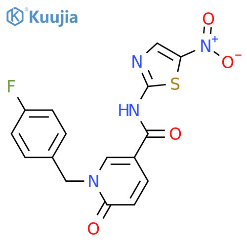 1-(4-fluorophenyl)methyl-N-(5-nitro-1,3-thiazol-2-yl)-6-oxo-1,6-dihydropyridine-3-carboxamide structure