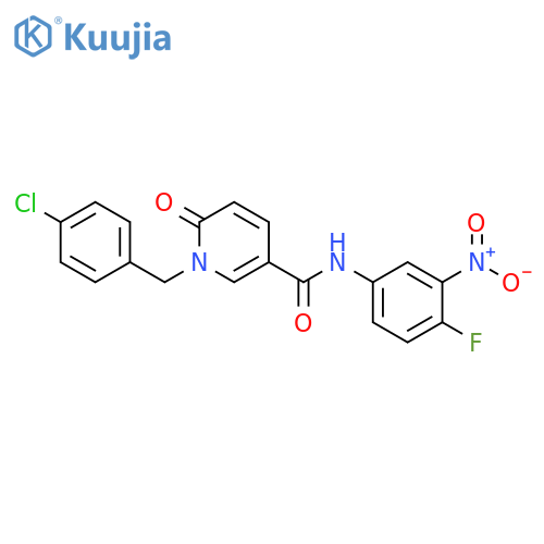 1-(4-chlorophenyl)methyl-N-(4-fluoro-3-nitrophenyl)-6-oxo-1,6-dihydropyridine-3-carboxamide structure