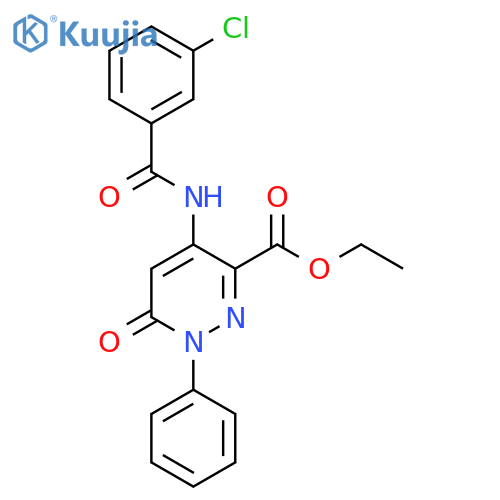 ethyl 4-(3-chlorobenzamido)-6-oxo-1-phenyl-1,6-dihydropyridazine-3-carboxylate structure