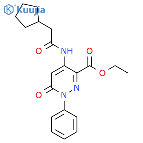 ethyl 4-(2-cyclopentylacetamido)-6-oxo-1-phenyl-1,6-dihydropyridazine-3-carboxylate structure