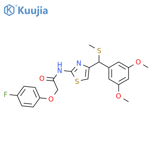 N-4-({(3,5-dimethoxyphenyl)methylsulfanyl}methyl)-1,3-thiazol-2-yl-2-(4-fluorophenoxy)acetamide structure