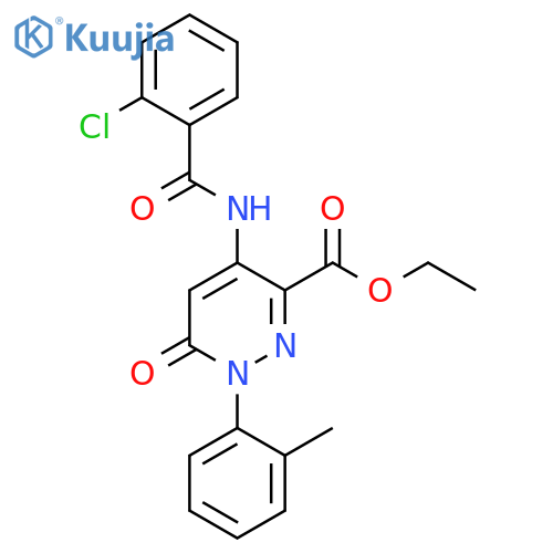 ethyl 4-(2-chlorobenzamido)-1-(2-methylphenyl)-6-oxo-1,6-dihydropyridazine-3-carboxylate structure