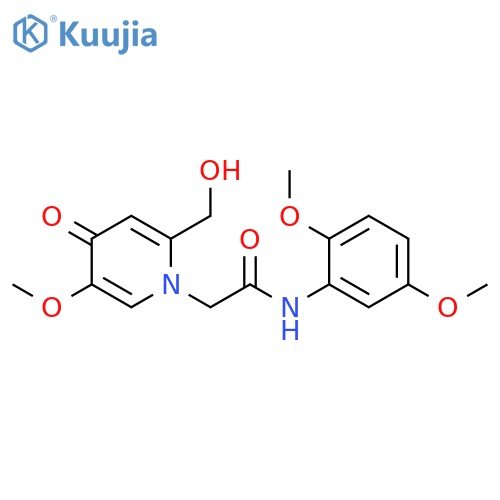 N-(2,5-dimethoxyphenyl)-2-2-(hydroxymethyl)-5-methoxy-4-oxo-1,4-dihydropyridin-1-ylacetamide structure