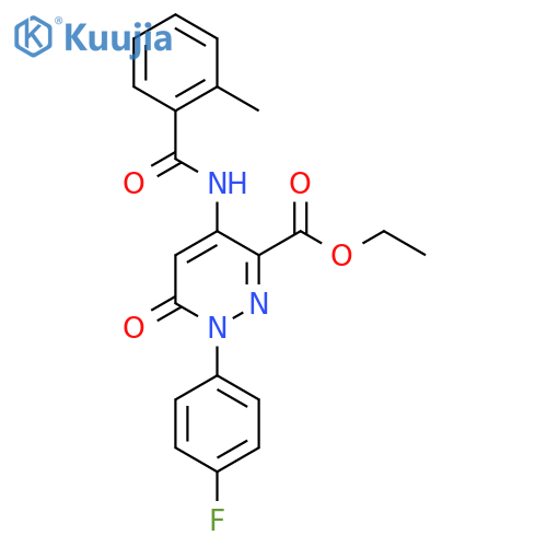 ethyl 1-(4-fluorophenyl)-4-(2-methylbenzamido)-6-oxo-1,6-dihydropyridazine-3-carboxylate structure