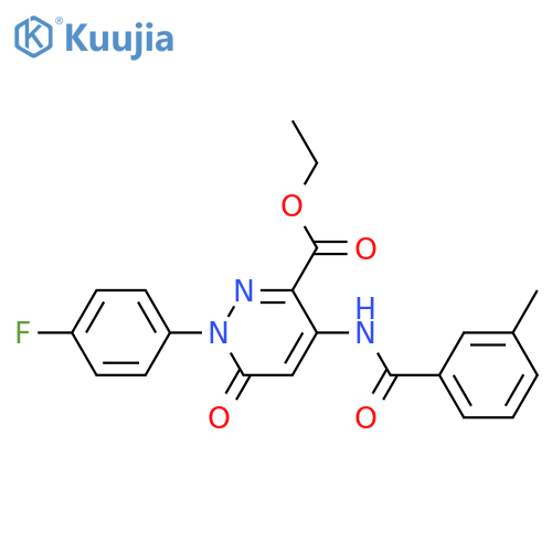ethyl 1-(4-fluorophenyl)-4-(3-methylbenzamido)-6-oxo-1,6-dihydropyridazine-3-carboxylate structure