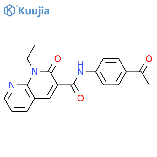 N-(4-acetylphenyl)-1-ethyl-2-oxo-1,2-dihydro-1,8-naphthyridine-3-carboxamide structure