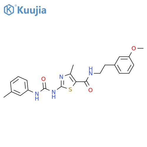 N-2-(3-methoxyphenyl)ethyl-4-methyl-2-{(3-methylphenyl)carbamoylamino}-1,3-thiazole-5-carboxamide structure