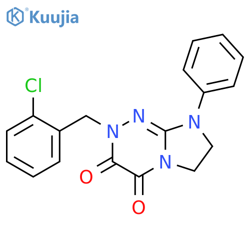 2-(2-chlorophenyl)methyl-8-phenyl-2H,3H,4H,6H,7H,8H-imidazo2,1-c1,2,4triazine-3,4-dione structure