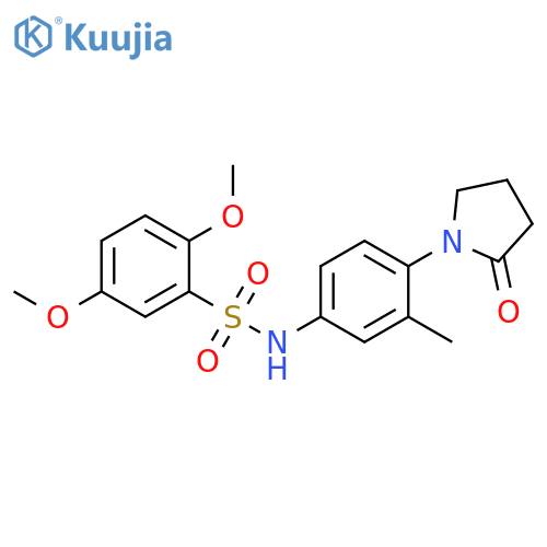 2,5-dimethoxy-N-3-methyl-4-(2-oxopyrrolidin-1-yl)phenylbenzene-1-sulfonamide structure