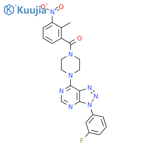 1-3-(3-fluorophenyl)-3H-1,2,3triazolo4,5-dpyrimidin-7-yl-4-(2-methyl-3-nitrobenzoyl)piperazine structure