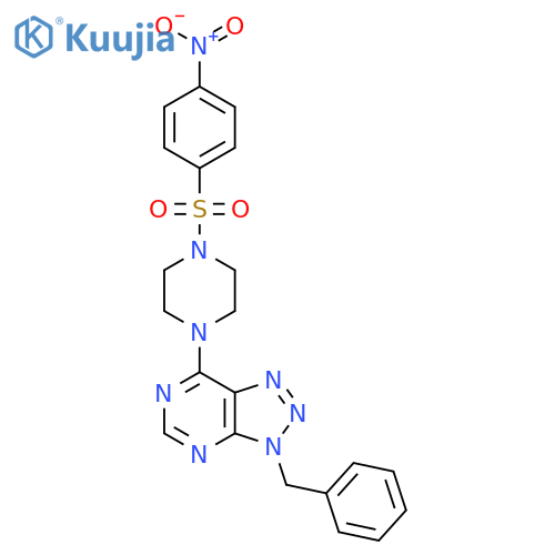 1-{3-benzyl-3H-1,2,3triazolo4,5-dpyrimidin-7-yl}-4-(4-nitrobenzenesulfonyl)piperazine structure