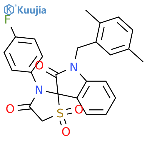 1-(2,5-Dimethylbenzyl)-3'-(4-fluorophenyl)spiro[indoline-3,2'-thiazolidine]-2,4'-dione 1',1'-dioxide structure