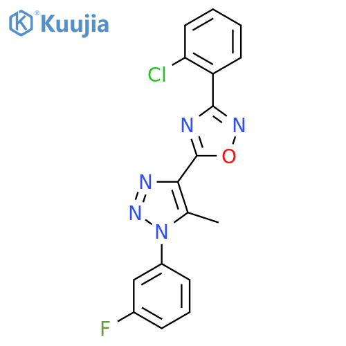 3-(2-chlorophenyl)-5-1-(3-fluorophenyl)-5-methyl-1H-1,2,3-triazol-4-yl-1,2,4-oxadiazole structure