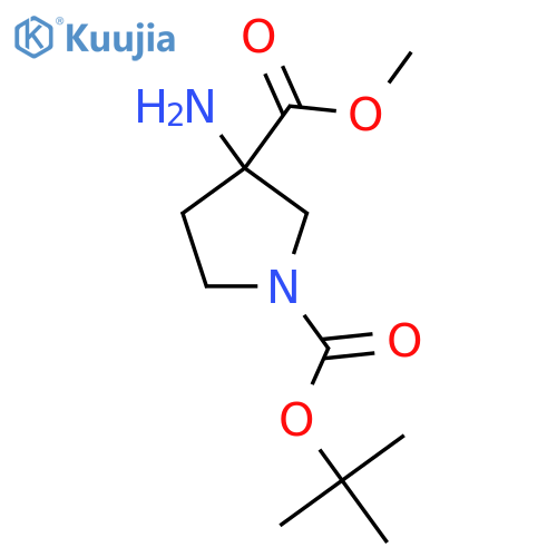 O1-tert-butyl O3-methyl 3-aminopyrrolidine-1,3-dicarboxylate structure
