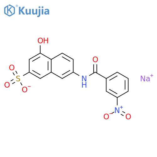 2-Naphthalenesulfonicacid, 4-hydroxy-7-[(3-nitrobenzoyl)amino]-, sodium salt (1:1) structure
