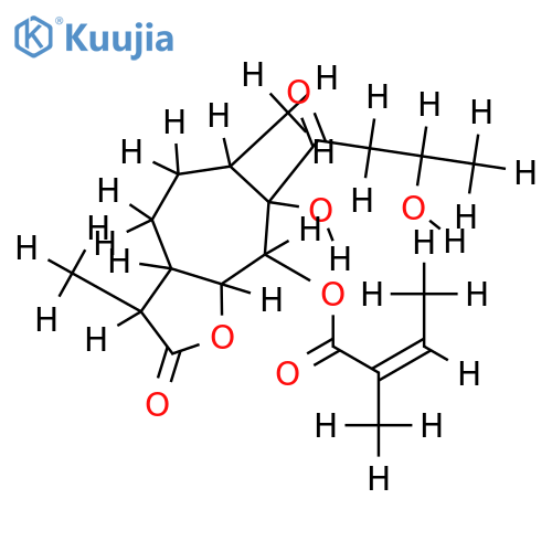 (1S,4S,5S,6R,7S,10S,11R)-1,4-dihydroxy-2-oxo-5-angeloxyxanthan-6,12-olide structure