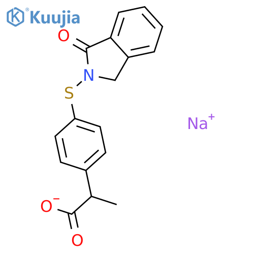 sodium (-)-2-[4-(1,3-dihydro-1-oxo-2H-isoindol-2-ylthio)phenyl]propionate structure