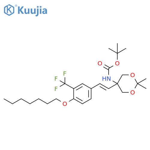 1,1-Dimethylethyl N-[5-[(1E)-2-[4-(heptyloxy)-3-(trifluoromethyl)phenyl]ethenyl]-2,2-dimethyl-1,3-dioxan-5-yl]carbamate structure