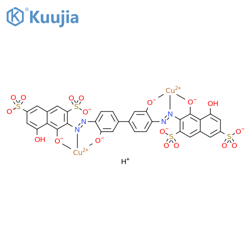 tetrahydrogen [mu-[[3,3'-[(3,3'-dihydroxy[1,1'-biphenyl]-4,4'-diyl)bis(azo)]bis[4,5-dihydroxynaphthalene-2,7-disulphonato]](8-)]]dicuprate(4-) structure