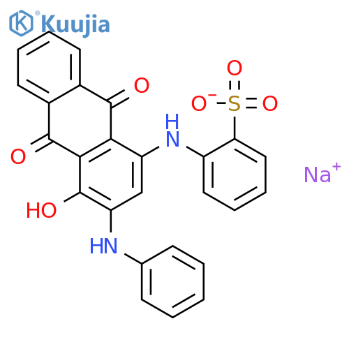 Benzenesulfonic acid,[[9,10-dihydro-4-hydroxy-9,10-dioxo-3-(phenylamino)-1-anthracenyl]amino]-,monosodium salt (9CI) structure