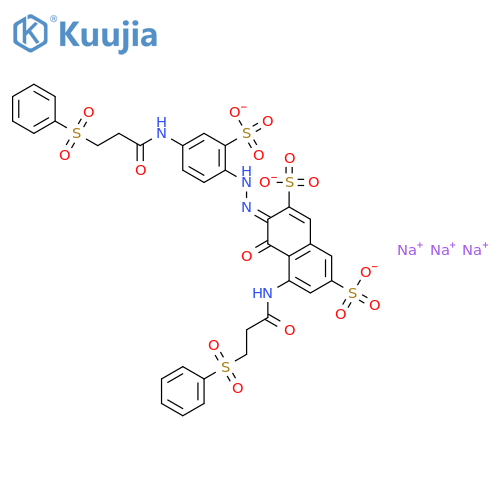 2,7-Naphthalenedisulfonicacid,4-hydroxy-5-[[1-oxo-3-(phenylsulfonyl)propyl]amino]-3-[2-[4-[[1-oxo-3-(phenylsulfonyl)propyl]amino]-2-sulfophenyl]diazenyl]-,sodium salt (1:3) structure
