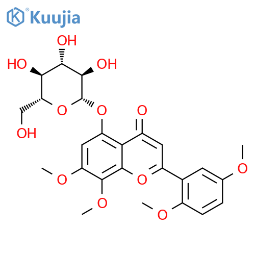 5-Hydroxy-7,8,2',5'-tetraMethoxyflavone 5-O-glucoside structure