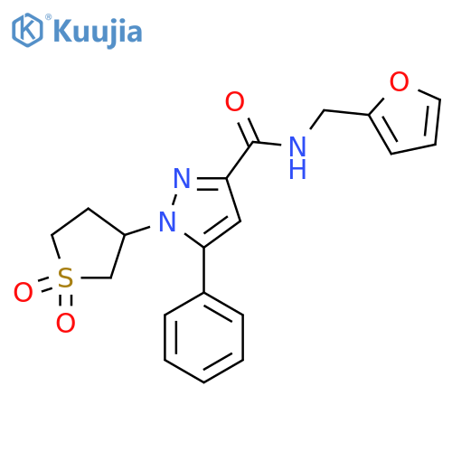 1-(1,1-dioxo-1lambda6-thiolan-3-yl)-N-(furan-2-yl)methyl-5-phenyl-1H-pyrazole-3-carboxamide structure