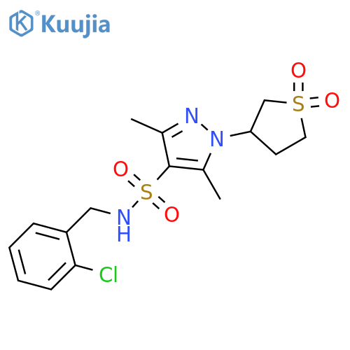 N-(2-chlorophenyl)methyl-1-(1,1-dioxo-1lambda6-thiolan-3-yl)-3,5-dimethyl-1H-pyrazole-4-sulfonamide structure