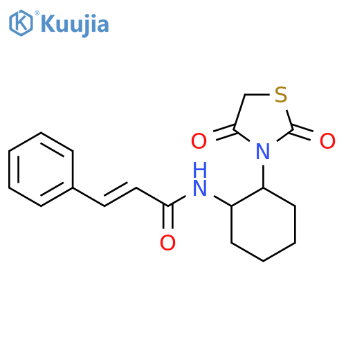 (2E)-N-2-(2,4-dioxo-1,3-thiazolidin-3-yl)cyclohexyl-3-phenylprop-2-enamide structure
