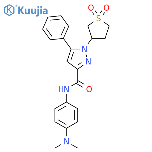 N-4-(dimethylamino)phenyl-1-(1,1-dioxo-1lambda6-thiolan-3-yl)-5-phenyl-1H-pyrazole-3-carboxamide structure