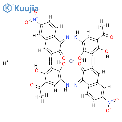 hydrogen bis[1-[2,4-dihydroxy-5-[(2-hydroxy-6-nitro-1-naphthyl)azo]phenyl]ethanonato(2-)]chromate(1-) structure