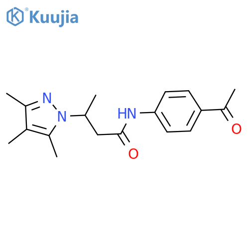 N-(4-acetylphenyl)-3-(3,4,5-trimethyl-1H-pyrazol-1-yl)butanamide structure