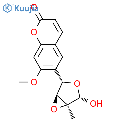 2H-1-Benzopyran-2-one,6-[(1R,2R,4R,5R)-4-hydroxy-5-methyl-3,6-dioxabicyclo[3.1.0]hex-2-yl]-7-methoxy-,rel- structure