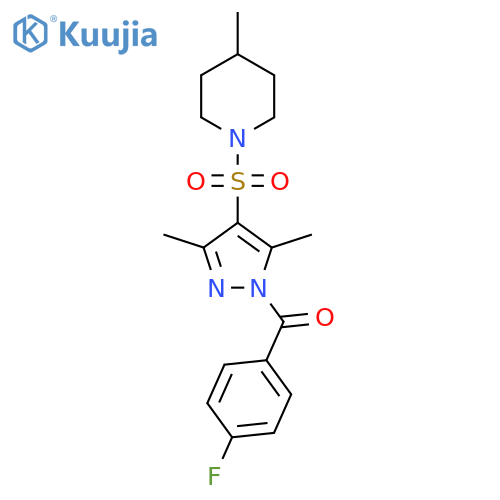 1-{1-(4-fluorobenzoyl)-3,5-dimethyl-1H-pyrazol-4-ylsulfonyl}-4-methylpiperidine structure