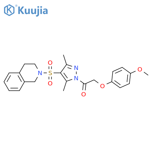 1-[3,5-dimethyl-4-(1,2,3,4-tetrahydroisoquinoline-2-sulfonyl)-1H-pyrazol-1-yl]-2-(4-methoxyphenoxy)ethan-1-one structure