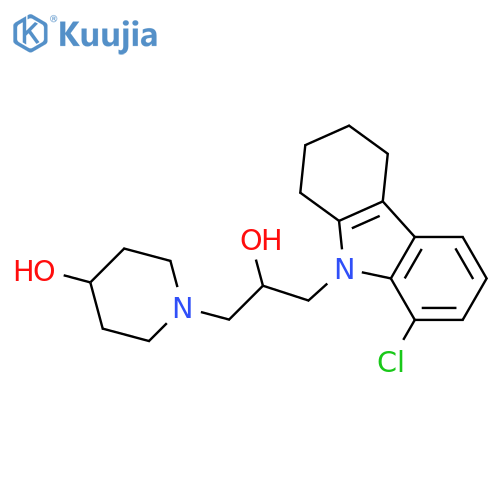 1-3-(8-chloro-2,3,4,9-tetrahydro-1H-carbazol-9-yl)-2-hydroxypropylpiperidin-4-ol structure