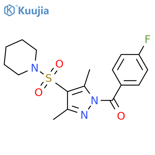 1-{1-(4-fluorobenzoyl)-3,5-dimethyl-1H-pyrazol-4-ylsulfonyl}piperidine structure