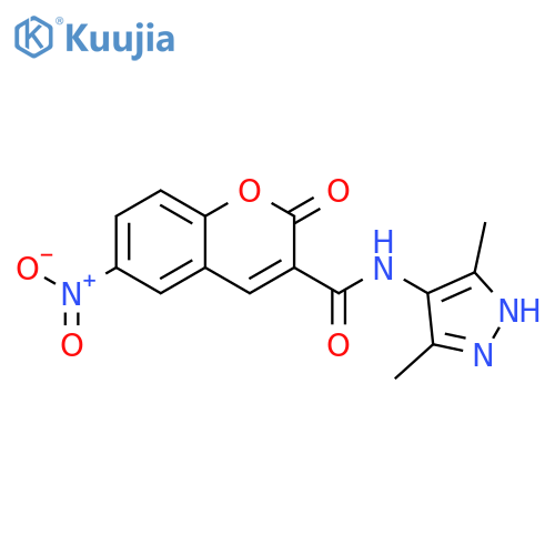 N-(3,5-dimethyl-1H-pyrazol-4-yl)-6-nitro-2-oxo-2H-chromene-3-carboxamide structure