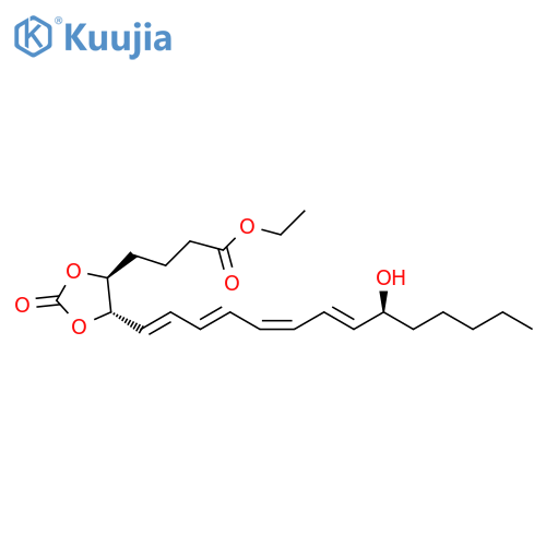 1,3-Dioxolane-4-butanoic acid, 5-(9-hydroxy-1,3,5,7-tetradecatetraenyl)-2-oxo-, ethyl ester, [4S-[4α,5β(1E,3E,5Z,7E,9R*)]]- structure