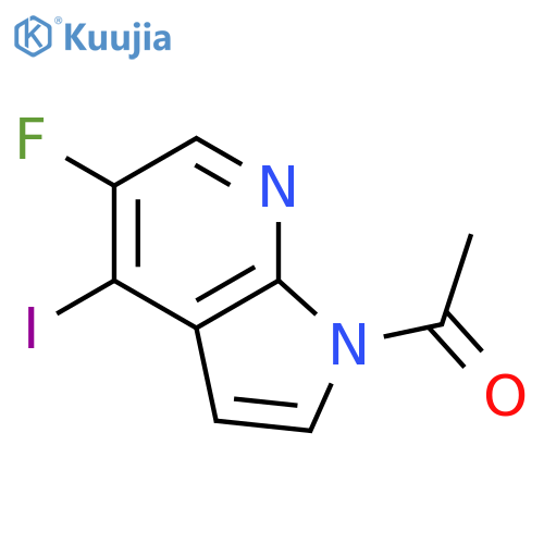 1-{5-fluoro-4-iodo-1H-pyrrolo[2,3-b]pyridin-1-yl}ethan-1-one structure