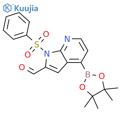 1-(phenylsulfonyl)-4-(4,4,5,5-tetramethyl-1,3,2-dioxaborolan-2-yl)-1H-Pyrrolo[2,3-b]pyridine-2-carboxaldehyde structure